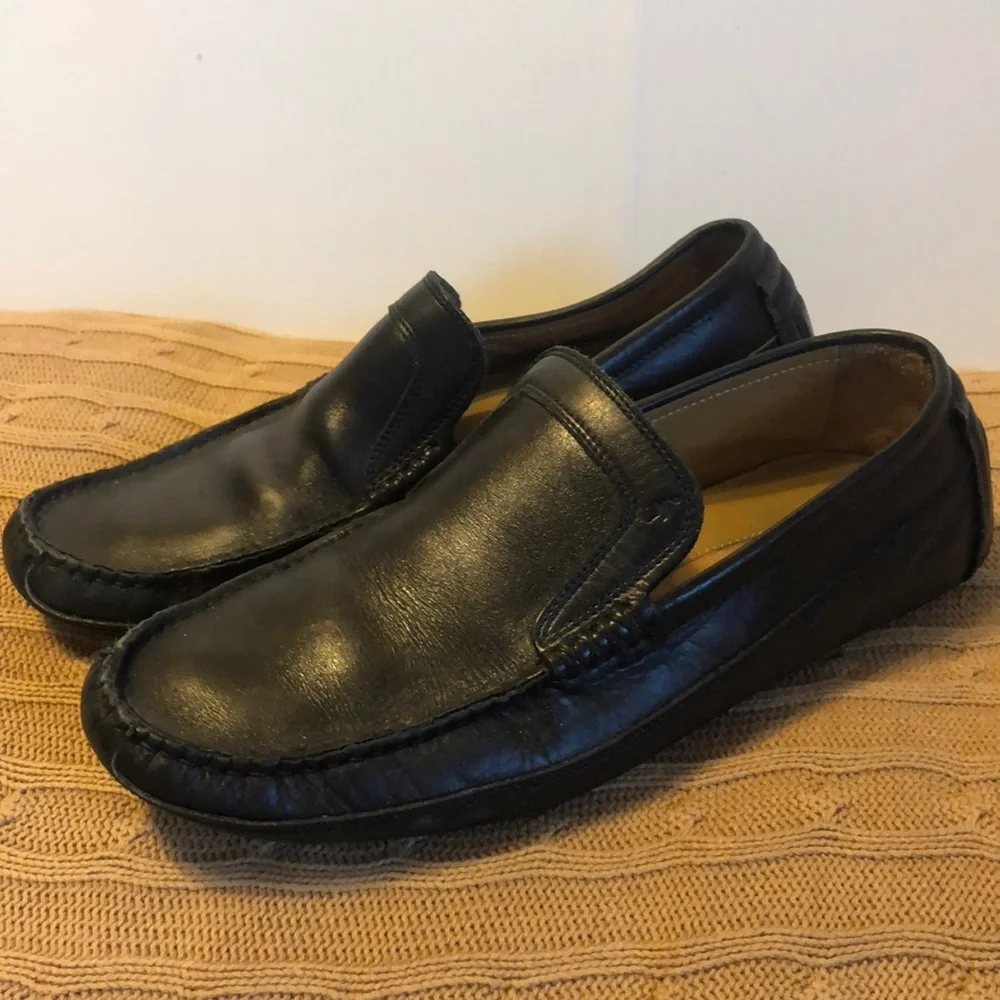 HARRYS OF LONDON BLACK LEATHER LOAFERS MENS 8.5
